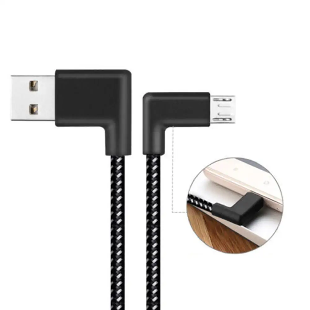 

Hot Braided L Shaped Micro USB 90 Degree Angle Fast Data Sync Charge Charging Cable