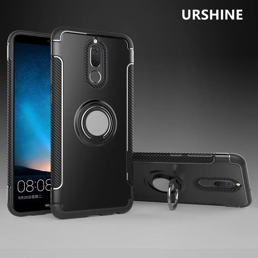 Для Huawei NOVA 2i чехол с кольцом защитный для телефона углерода Волокно акценты и