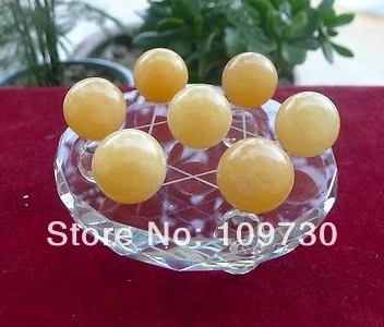 00751 7pcs NATURAL PRETTY JADE CRYSTAL SPHERE BALL HEALING + STAND | Дом и сад