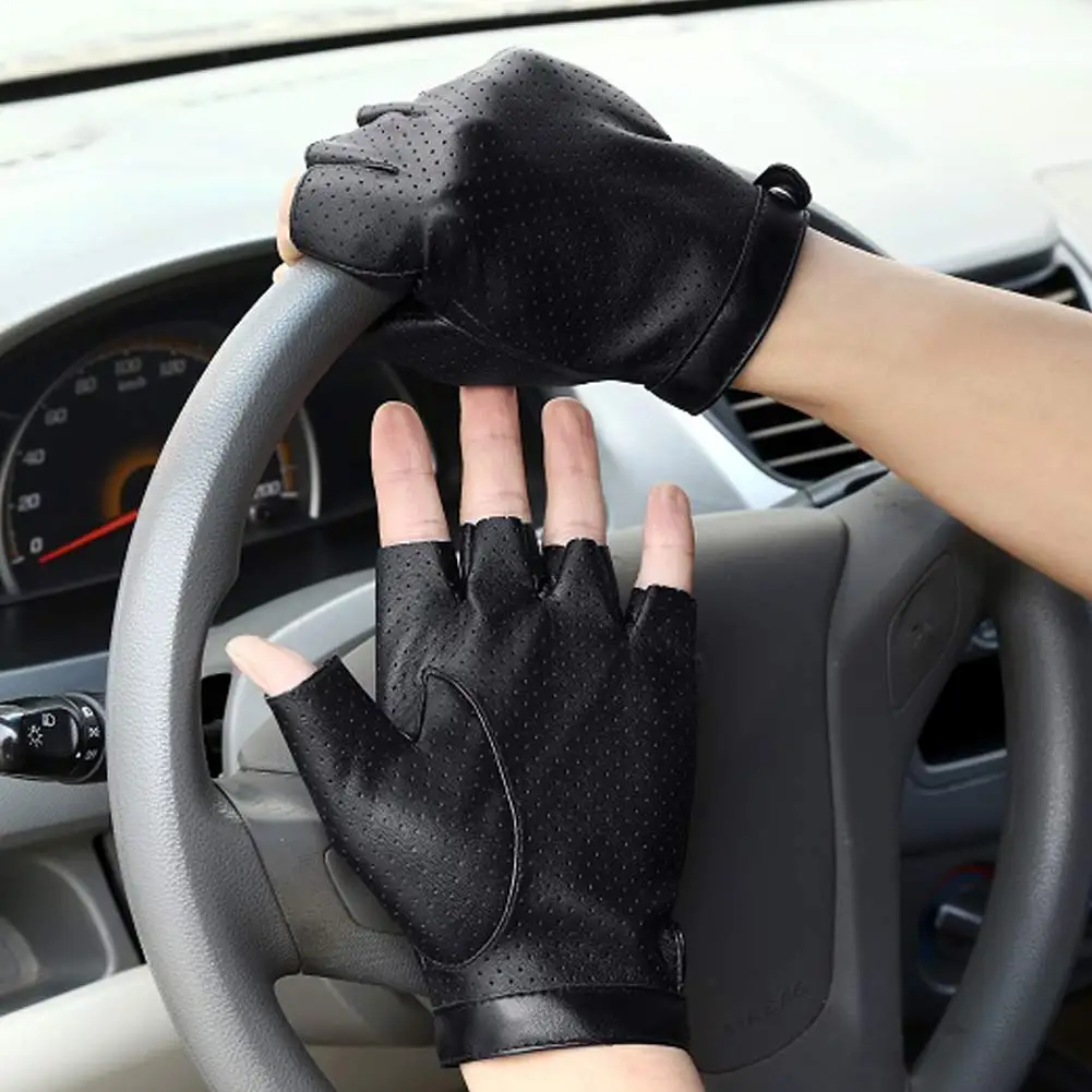 

Sports Half Finger Gloves Men Faux Leather Gym Weight Lifting Mittens Fingerless Gloves WHShopping