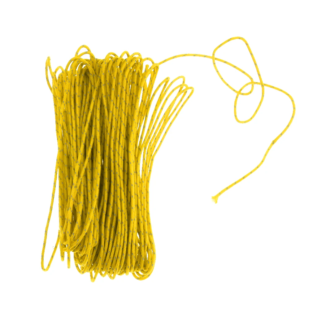 Highly Visible 20M 1.8MM Camping Tent Awning Reflective Guyline Rope Runners Cord - Yellow Tent Accessories 