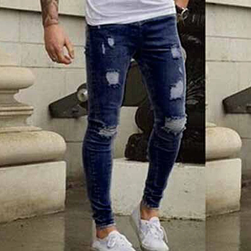 BORRUICE Brand Designer Skinny Jeans Men Slim Fit Ripped Denim Pants For Mens Distressed Streetwear Holes Washed Classic Jeans