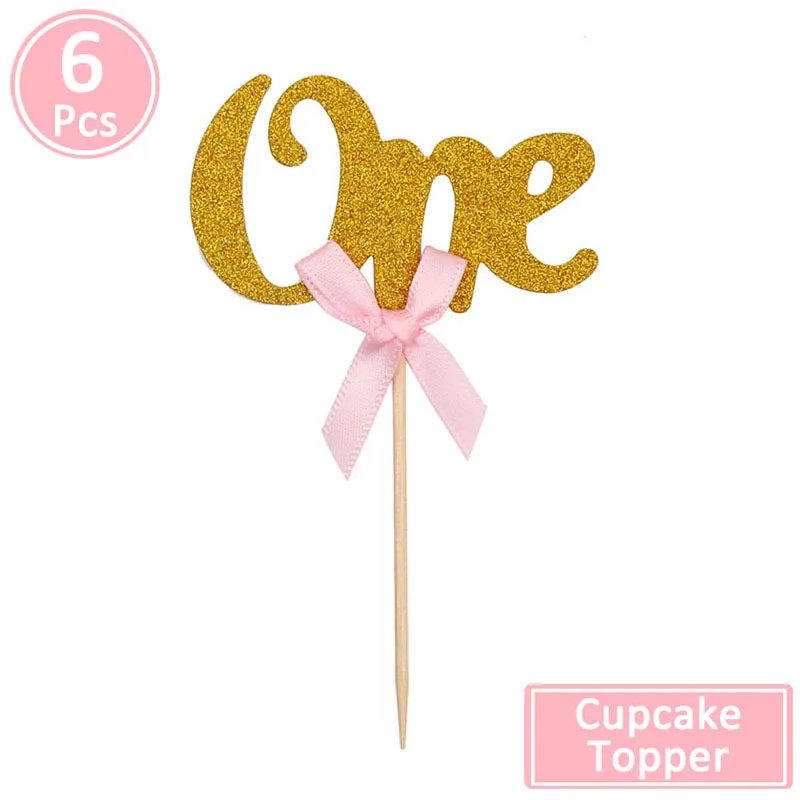 First Birthday One Cupcake Topper 1st Years Boy Girl DIY Party Decorations 1 Year Old Baby Birthday Decor Kids
