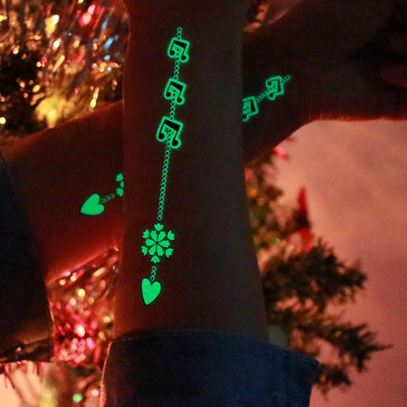 1-Set-Luminous-Temporary-Tattoo-Sticker-Snow-Man-Deer-Arm-Body-Art-Fluorescent-Fake-Tattoo-Stickers