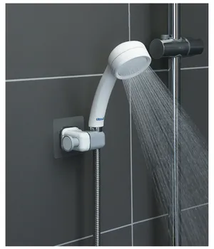 Strong Adhesive Shower Head Holder Adjustable Shower Wand Holder,Handheld Shower Head Wall Mount Bracket With Hanger Hooks,Showe shower holder adjustable brass antique bathroom hand held shower bracket adhesive shower head holder wall mounted