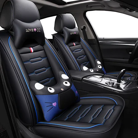 Высокое качество ПУ кожа мультфильм авто чехлы для сидений Chevrolet Sonic трекер trailblazer trax Equinox 2010 2009 2008 2007 - Название цвета: Black Blue Cartoon