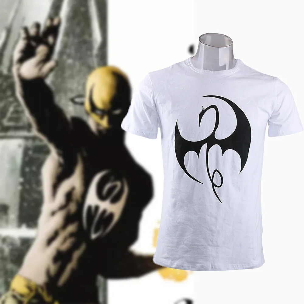 Mens Casual 2017 TV series Iron Fist Daniel Rand Superhero Cosplay Logo O-Neck Print Cotton Short Sleeve T-Shirt Tee Shirts