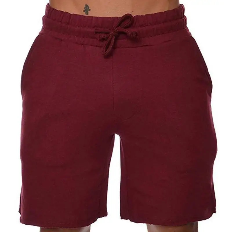 Шнурок Короткие штаны для фитнеса с карманом Для мужчин Твердые тренировки шорты бодибилдинг приталенный дома эластичный пояс 3 цвета