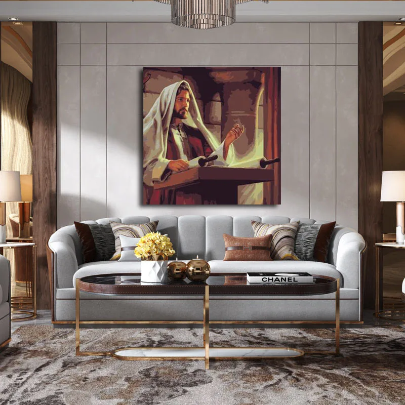 

DIY colorings pictures by numbers with Jesus preached picture drawing painting by numbers framed Home