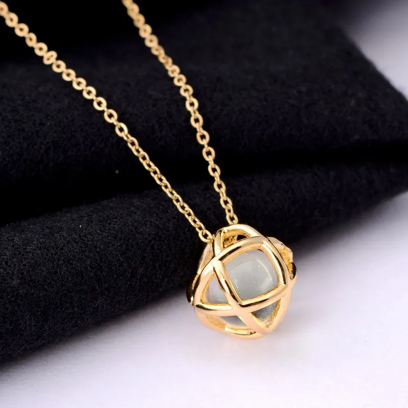 Colorful Crystal Stainless Steel Wire Wrapped Necklaces For Women Gold