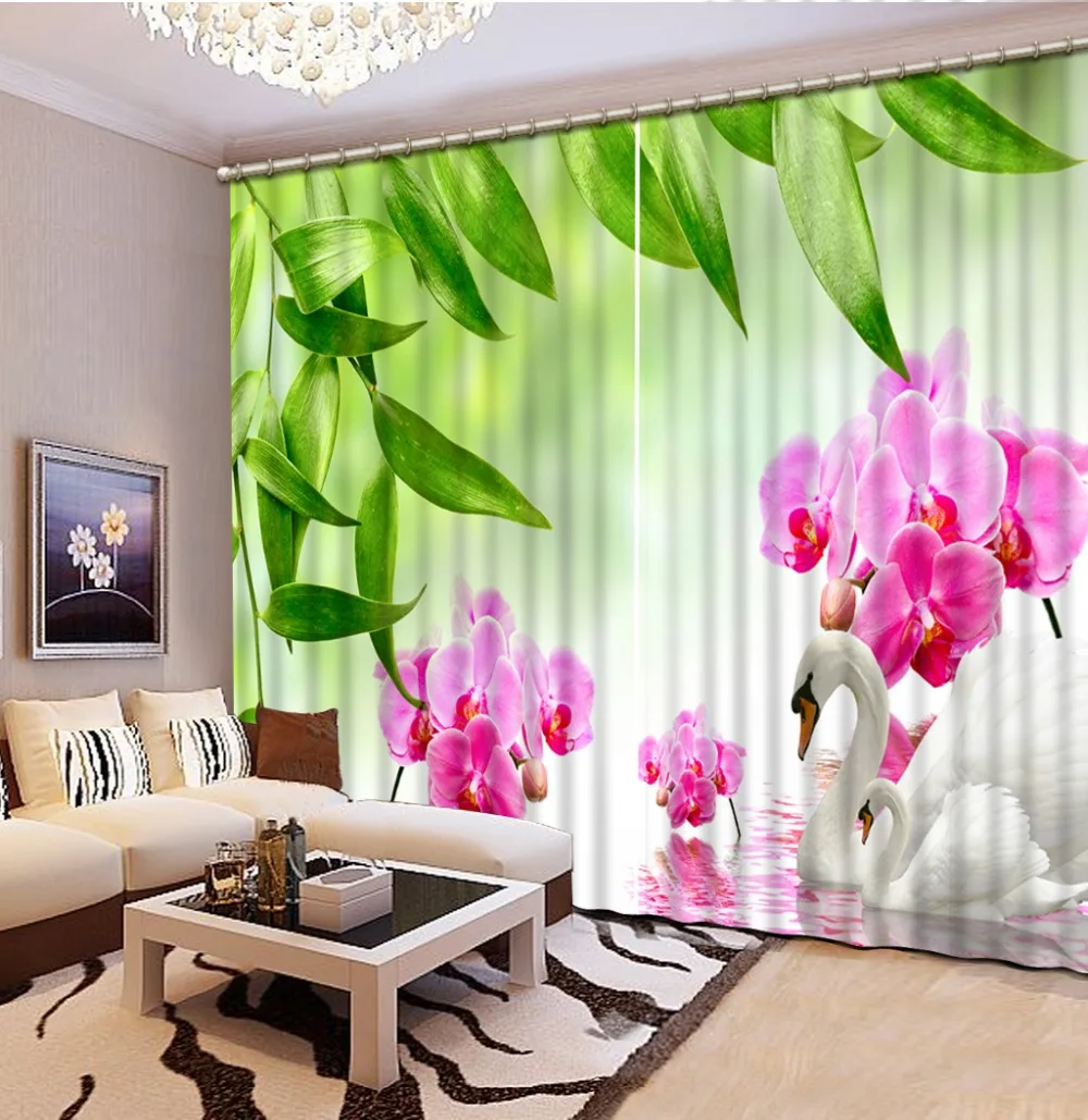 Blackout 3d Bedroom Curtains 3D Curtain For Living room Bedroom flower bamboo Curtain Home Decoration