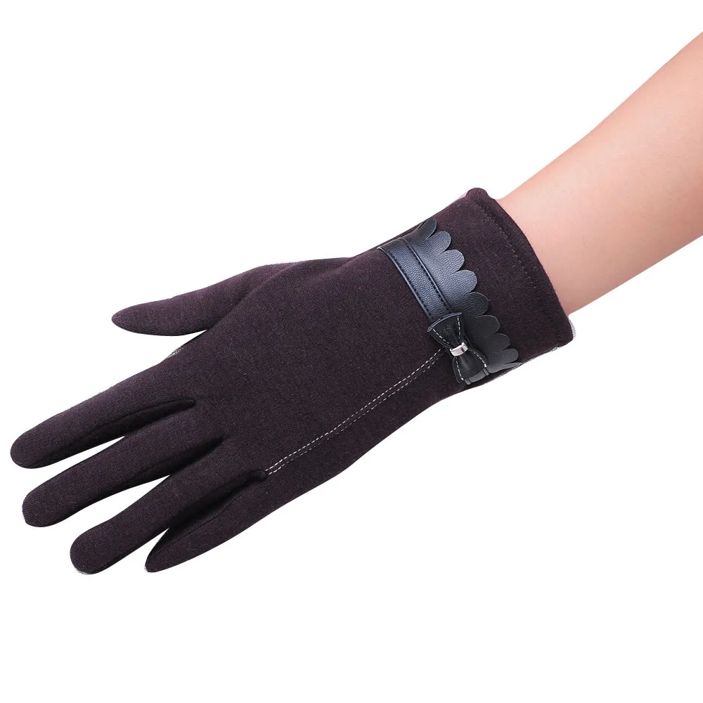 40 женские зимние перчатки теплые варежки полный палец перчатки с бантиком утолщенные плюшевые наручные женские перчатки для сенсорного экрана Guantes Mujer