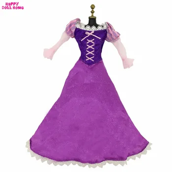 

Handmade Princess Outfit Costume Purple Long Dress Cosplay Clothes For 17" Doll Pretend Play Accessories Toy