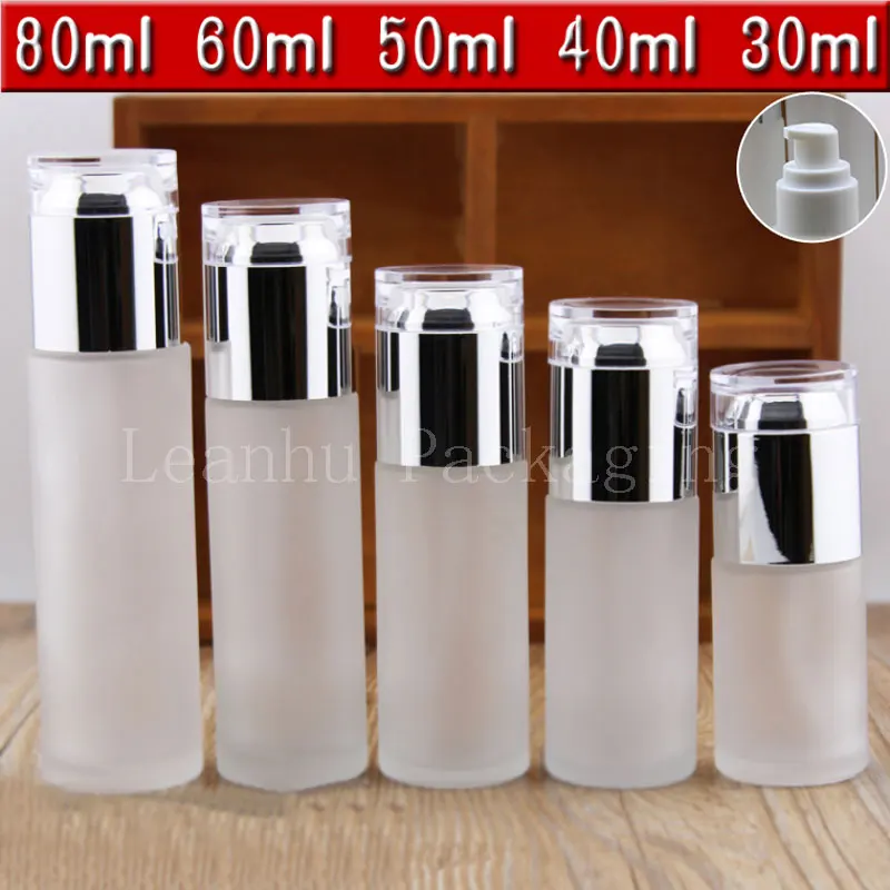 

30/40/50/60/80ML Trasparent Frosted Glass Bottle With Lotion Pump, Lotion Sub-bottling, Empty Cosmetic Container (12 PC/Lot)