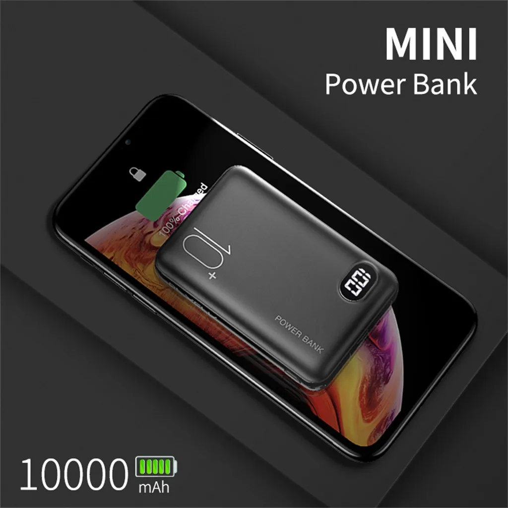 Мини 10000 mAh банк питания двойное Портативное зарядное usb-устройство для huawei Xiaomi телефон внешний аккумулятор светодиодный портативное зарядное устройство с дисплеем#20