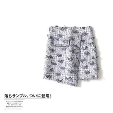 Новая зимняя коллекция, асимметричная юбка с высокой талией и грубой цветочной вышивкой, твидовая тонкая юбка на бедрах и короткая юбка