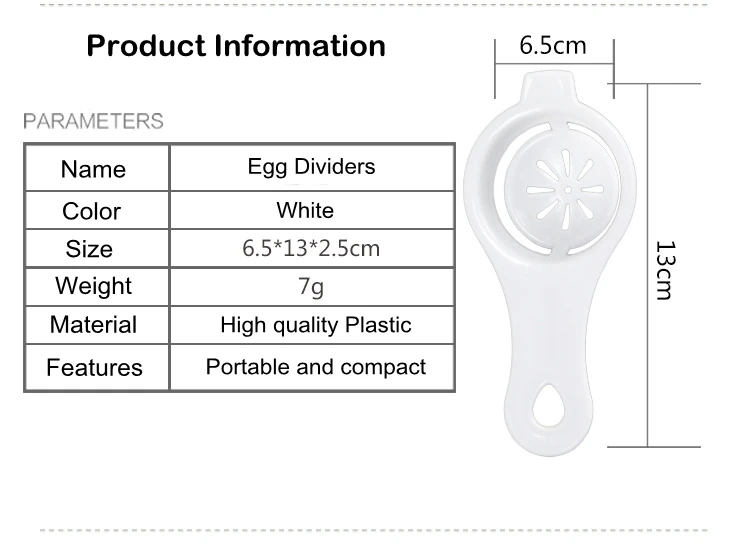 EHEH белое фиксированное колесико из полипропилена диаметром пластиковые яйца желток Белый сепаратор кухонные приспособления для яиц экологичный мини-разделители для яиц 13*6,5 см 7 г хорошего качества EH048