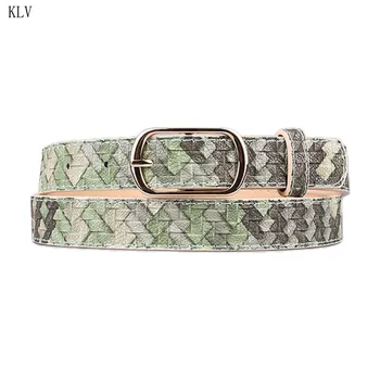 

Fashion Women Ladies Belt Imitation Weave Pattern Belts Waist Accessories Skinny Exquisite Leather Waistband