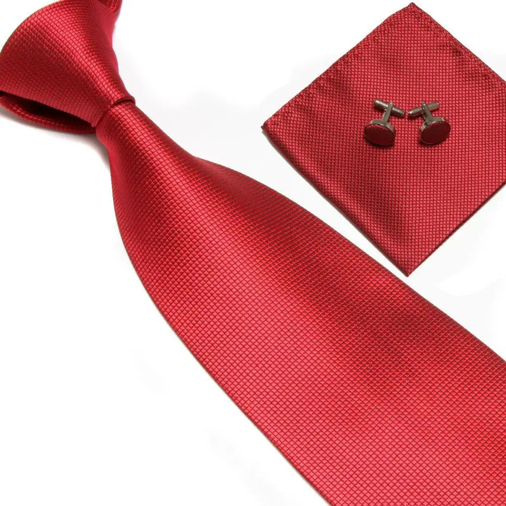 HOOYI дешевый полиэстер мужской набор галстуков галстук носовой платок запонки