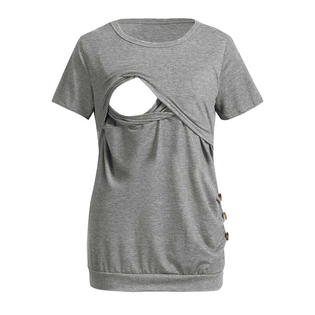 MUQGEW футболка для кормления женщин кормящих короткий рукав сплошной печати Топы грудного вскармливания Толстовка Футболка ropa lactancia# y2