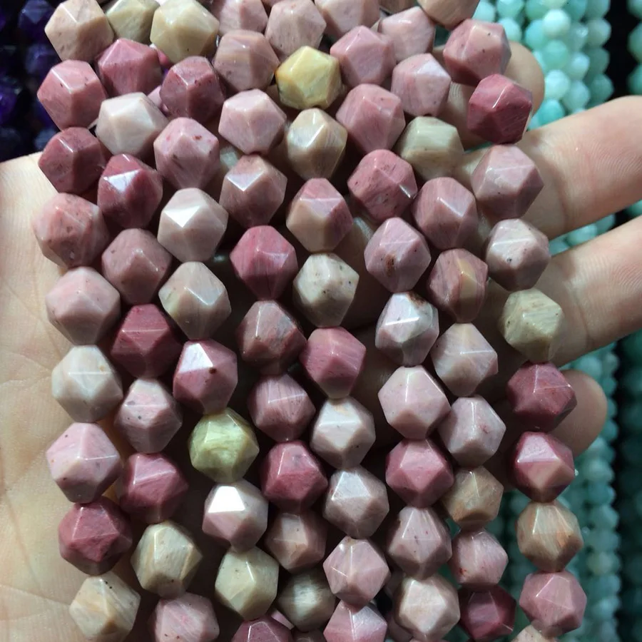 

Faceted Natural Rhodonite Stone Natural Gemstone DIY Loose Beads For Jewelry Making Strand 15" Wholesale !