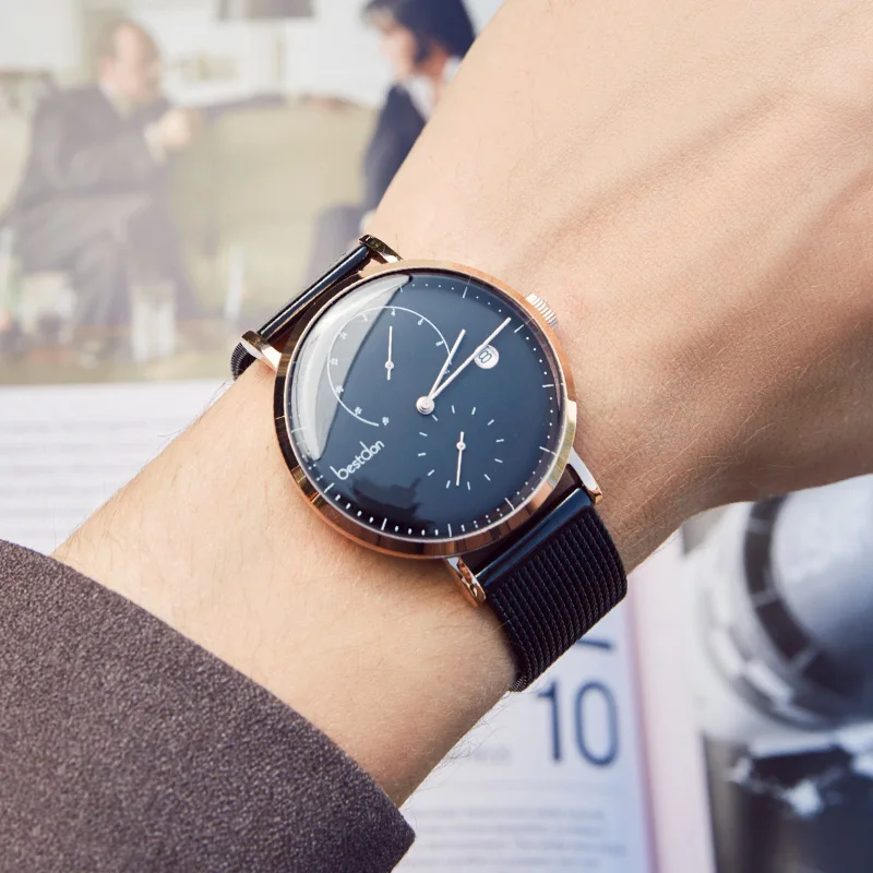 Часы Bestdon Bauhaus Мужские кварцевые люксовые брендовые Модные Простые ультратонкие