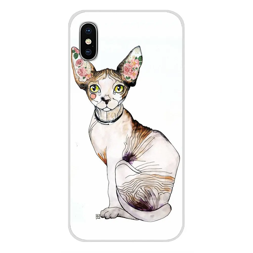 Чехол для Apple iPhone X XR XS MAX 4 4S 5 5S 5C SE 6 6S 7 8 Plus ipod touch Tattoo Sphinx Cat аксессуары чехлы
