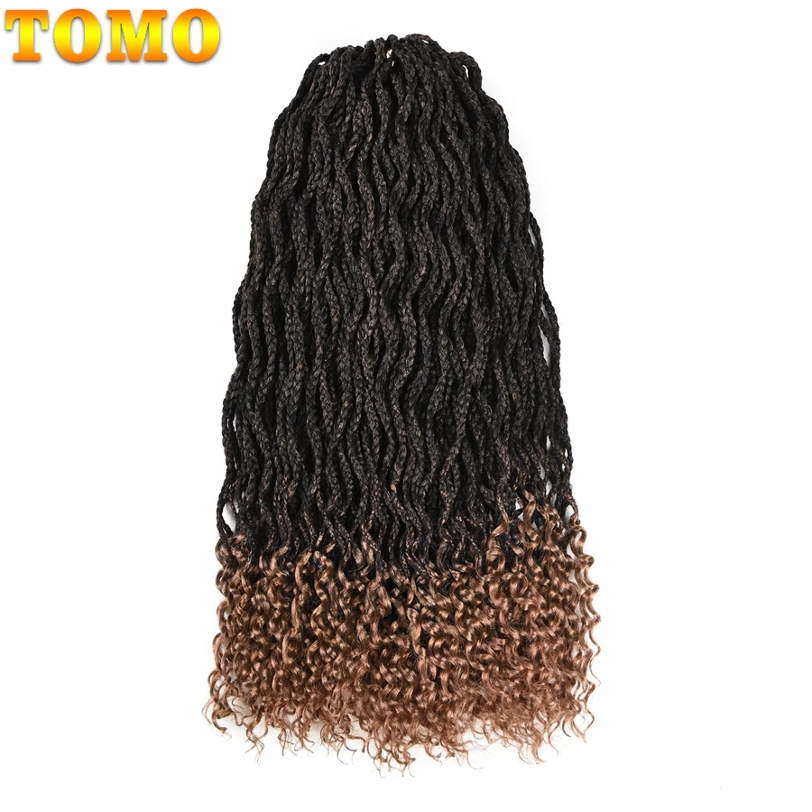 

TOMO Goddess Box Braids 18inch Crochet Hair Extensions 24roots Crochet Braids Synthetic Braiding Hair Black Color Bulk