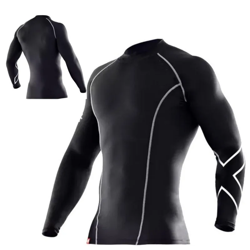 

MEN compression tights clothes long-sleeved t shirt Breathable Superelastic Joggers tees Fitness t-shirt
