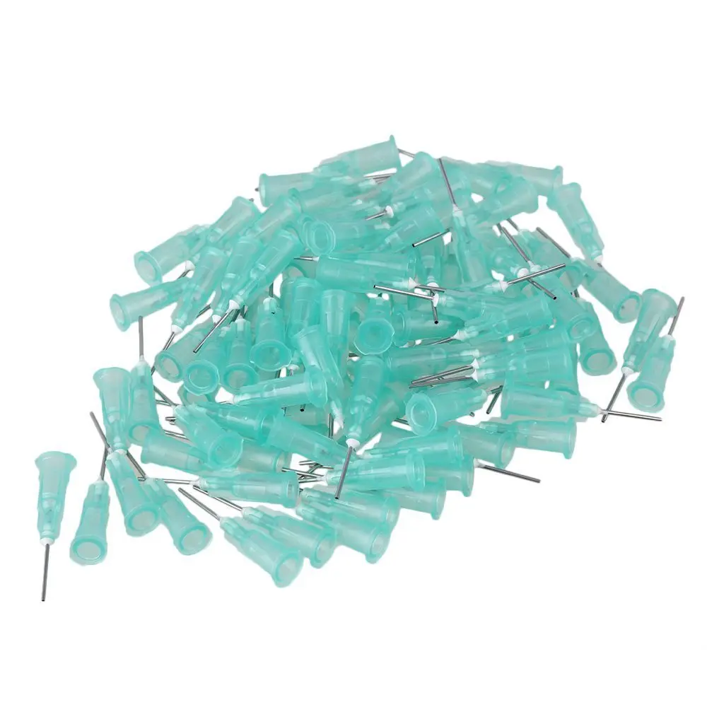 

1/2'' Plastic 21Ga Stuck Connector Stainless Steel Dispenser Needles Liquid Adhesive Glue Syringe Pack of 100