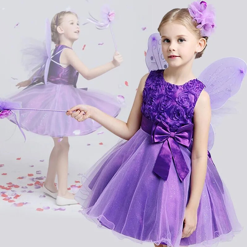 

Flower Kids Dresses for Girls Bridesmaid Wedding Princess Embroidery Gown Infant Baby Christening Clothing Girls Christmas Dress