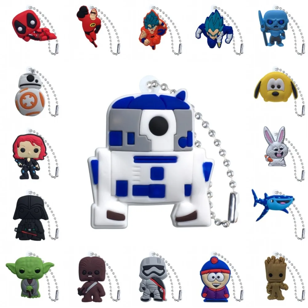 

20pcs PVC Keychain Cartoon Figure Star Wars Key Marvel Avenger Chains Key Ring Super Hero Key Holder Fashion Charms Trinkets