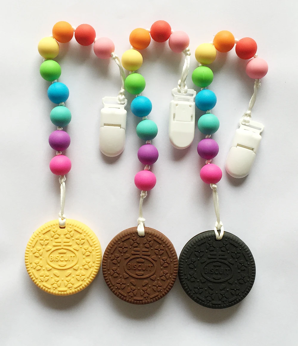 New Pacifier Clips Biscuit Pendant Baby 