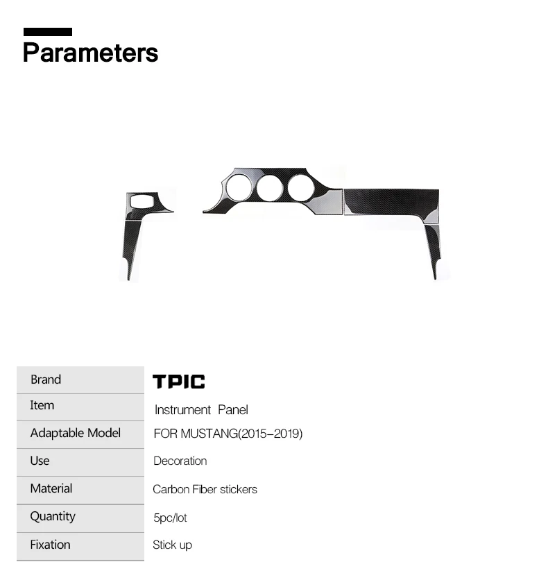 TPIC для Mustang приборная панель из углеродного волокна автомобильные наклейки и наклейки Накладка для автомобиля-Стайлинг- аксессуары