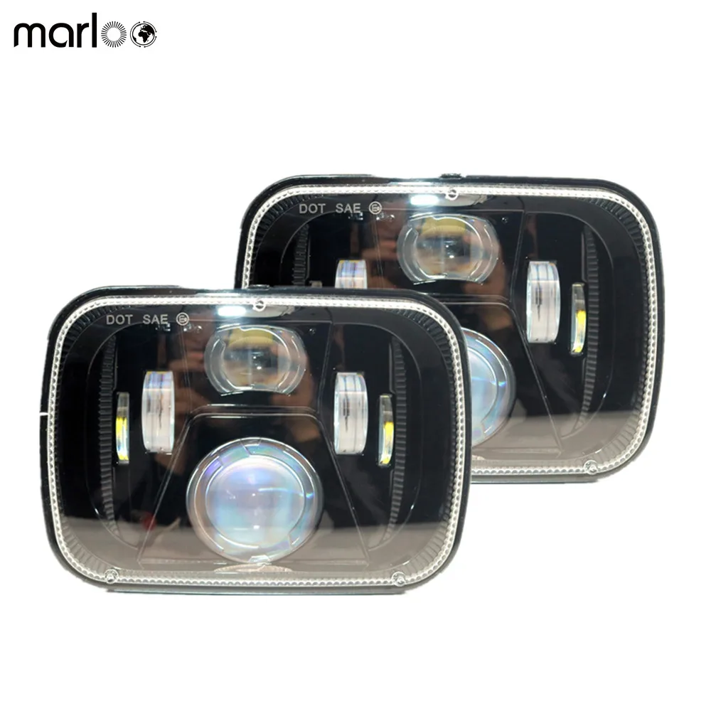 

Marloo Pair 5x7 6x7 inch Rectangular 60W LED headlights For Jeep YJ Wrangler 87-95 XJ Cherokee 84-01 MJ Comanche 86-92 Truck