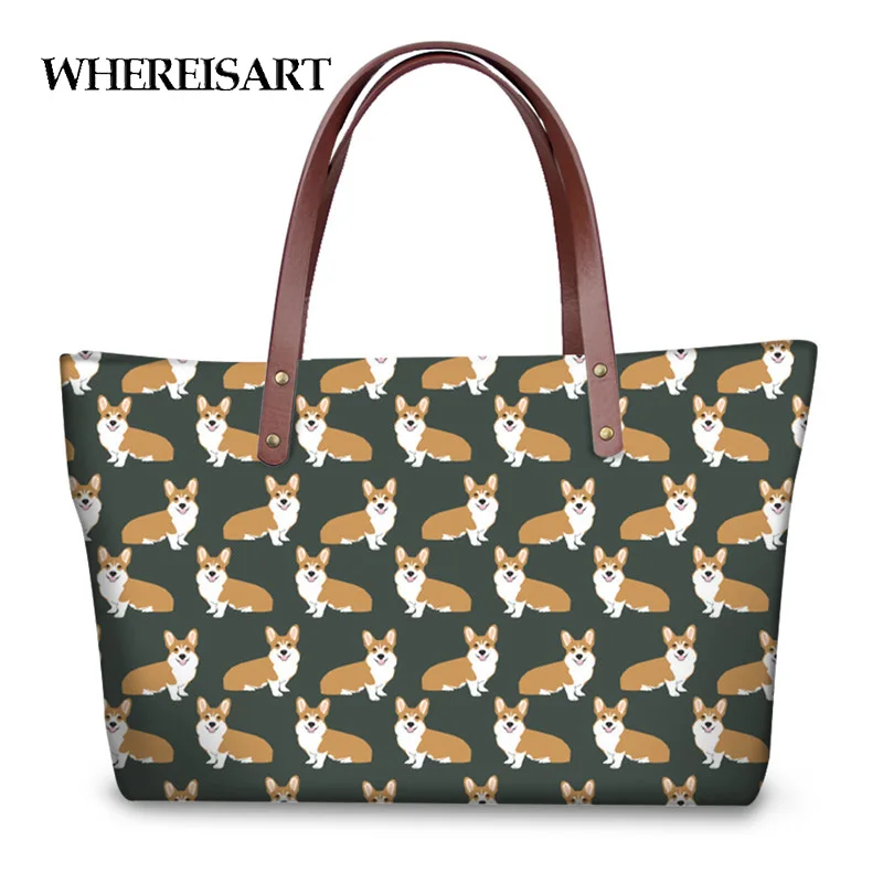 

WHEREISART Cute Animal Corgi 3D Print Handbags Fashion Women Large Tote Bags Brand Design Ladies Girls Shoulder Bag Sac A Main