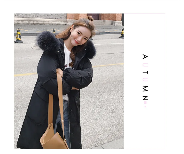 Big collar fur down parka women jacket pocket female thickening coat winter coat women down parka goose 8809