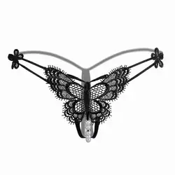 Новый стиль сексуальные трусики и стринги для женщин полая бабочка кружево прозрачный сексуальный жемчуг трусики для нижнее бельё