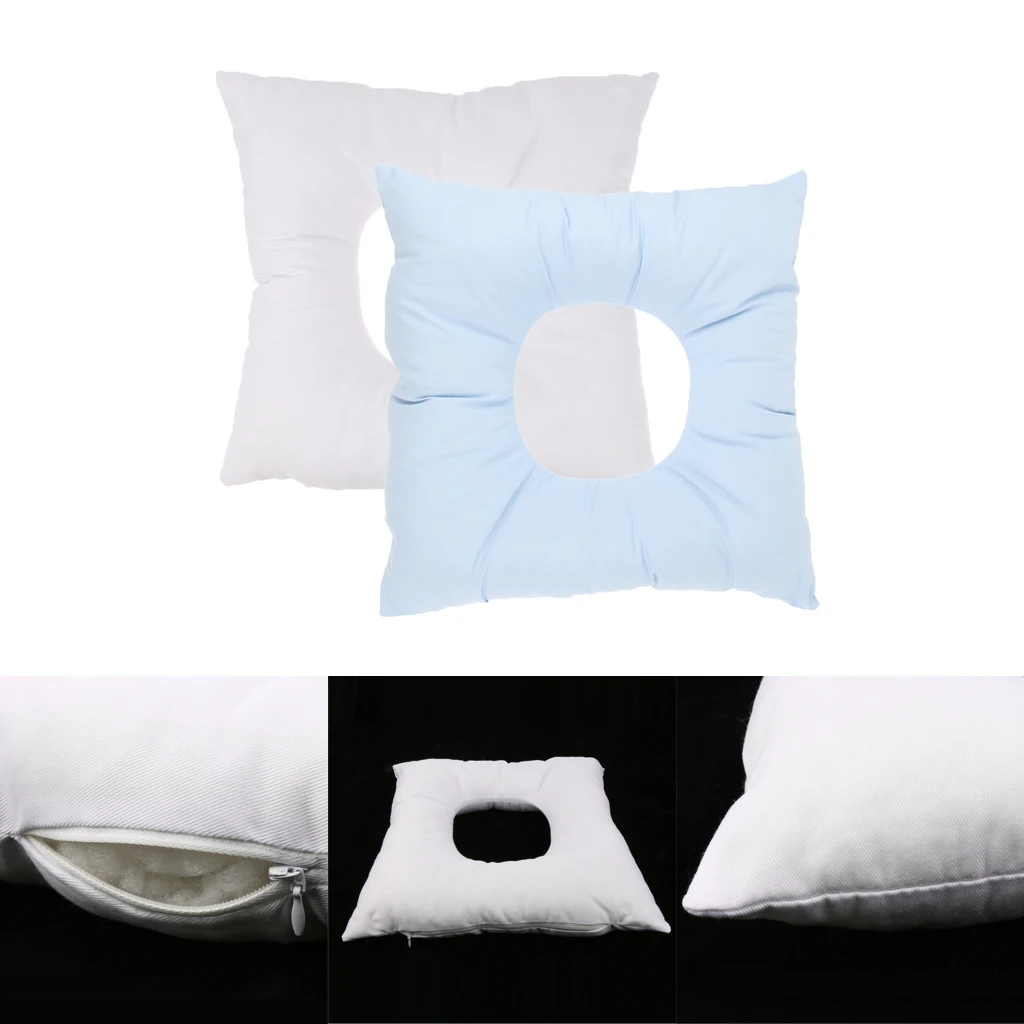 2pcs Reusable Washable Foam Massage Bed Face Cradle Cushion Pillows Blue White