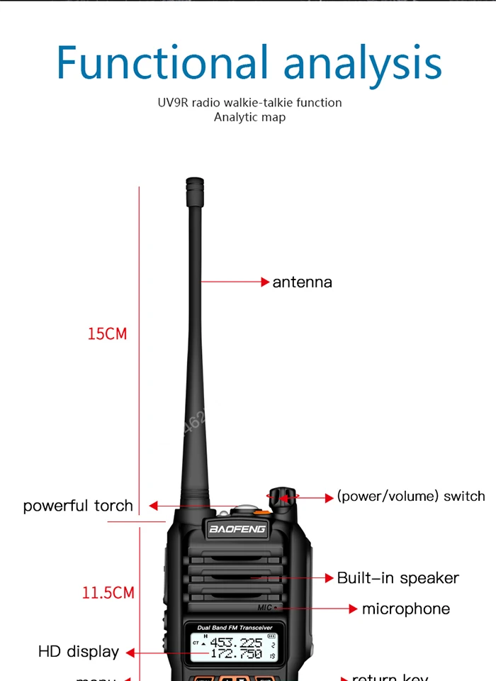 Портативная рация 2 шт. Baofeng UV-9R Водонепроницаемая рация 8 Вт двухстороннее радио Двухдиапазонная портативная 10 км дальность UV9R