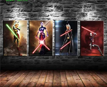 

Asoka Ventriss Star Wars 4 Pieces Canvas Painting Print Living Room Home Decor Modern Wall Art Oil Painting Poster