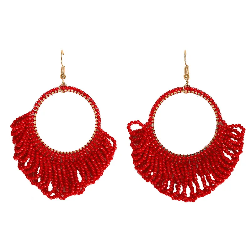 2019 Boho модные бусины серьги с кисточками ручная работа геометрические