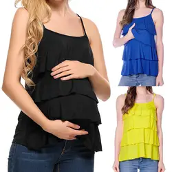 Многослойные Стек Одежда для беременных шифон Грудное вскармливание Уход топы для беременных Для женщин для беременных топ, жилет