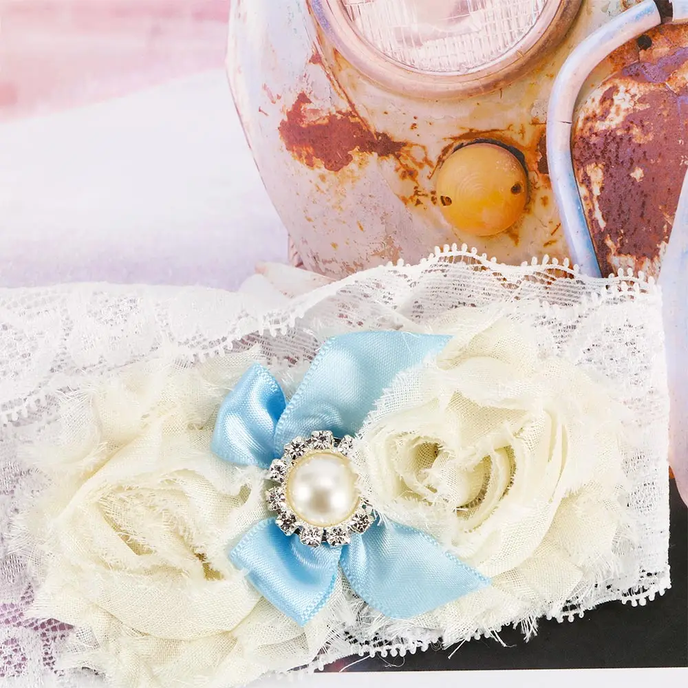 1 шт. элегантная белая кружевная Свадебная подвязка с синим жемчугом и бантом, украшение, подвязка с цветами, пояс, сексуальная женская белая Красивая подвязка