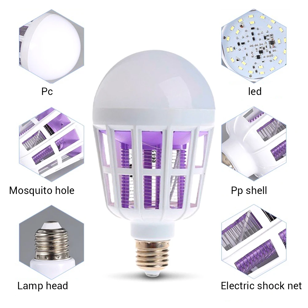 175~ 220 В светодиодный антимоскитная лампа E26/E27 Светодиодный светильник для домашнего освещения Жук Zapper ловушка лампа насекомых Противомоскитный Репеллент свет
