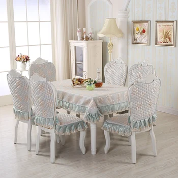 

Rectangle Embroidered Table Cloth Wedding Chair Cover Tablecloths Set For Dining Decor 13pcs Vintage Print Tablecloth 130*180cm