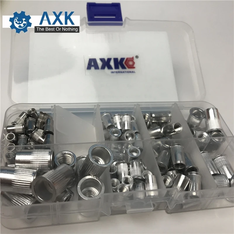 

100Pcs/Box M3 M4 M5 M6 M8 Aluminum Alloy Rivnut Flat Head Threaded Rivet Insert Nutsert Cap Rivet Nut Assortment Kit