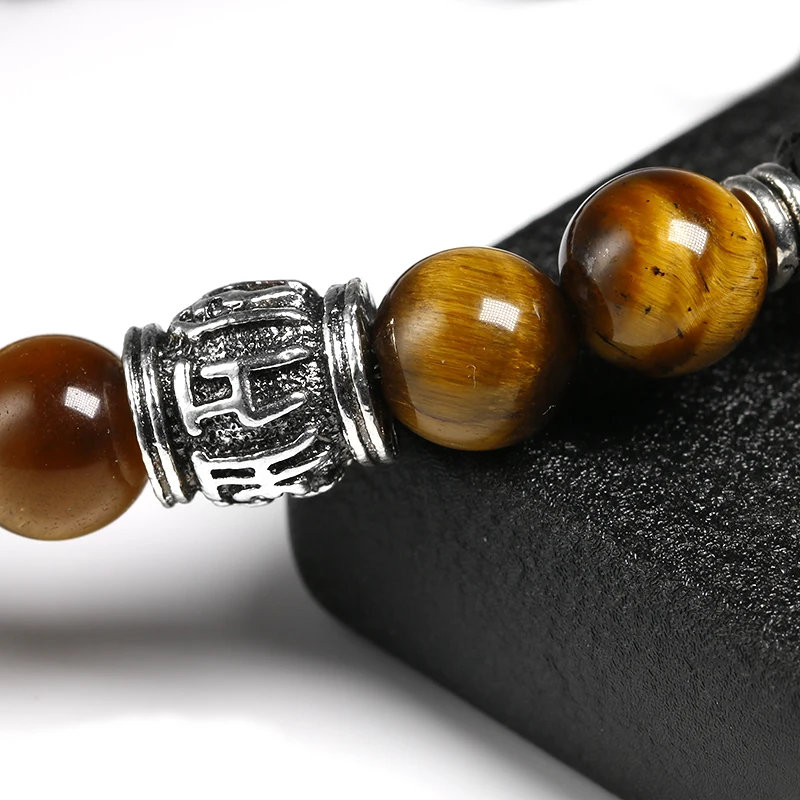 Men Bracelet Natural Tiger Eye Bead Tibetan Buddha Bracelet chakra Lava Stone Diffuser Bracelets Men Jewelry Gift Drop Shipping
