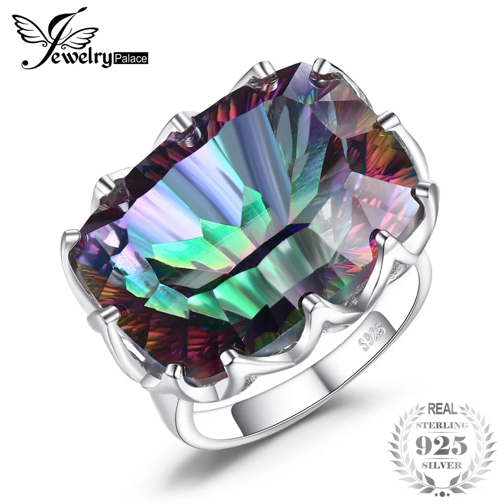 Jewelrypalae драгоценного камня 23ct Подлинная Радуга своих Мистик Топаз Кольцо чистого