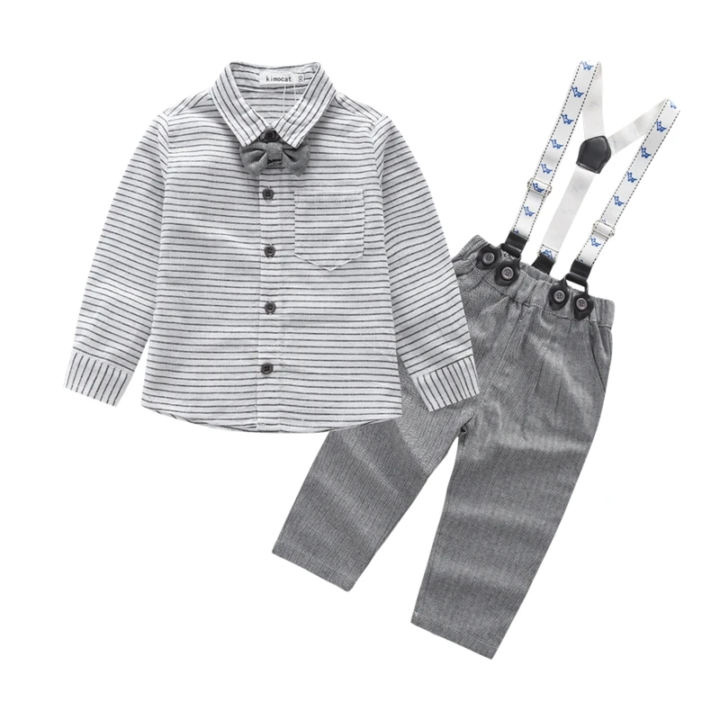 

Casual Baby boys Clothes Sets Newborn Clothing Striped Shirt +Bow+Suspender Pants Spring Autumn Children Clothes 2 Pieces Suits